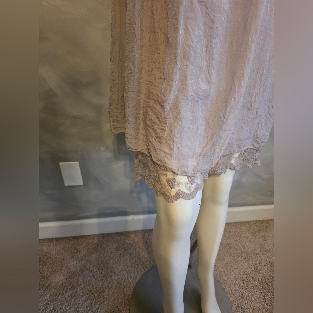 Amanti Made In Italy Lagenlook Swing Tank Tunic Mini Dress Lace Sz M (SILK?) - Picture 2 of 10